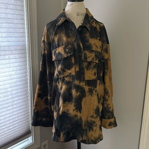 Papermoon Corduroy Black & Tan Tie Dye Tunic/Jacket Button Down